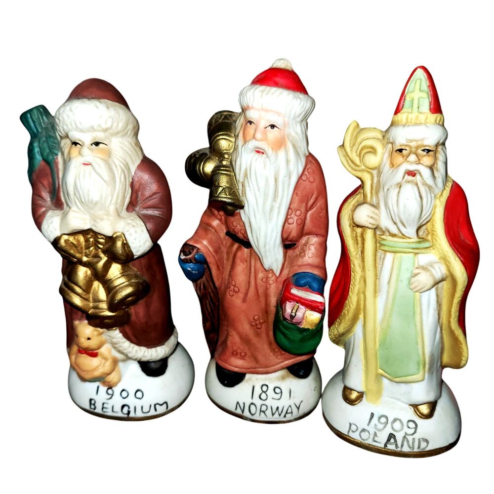 A Trio of Around the World~ Thru The Years Old World Ceramic Father Christmas